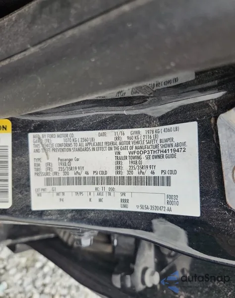 2017 Ford Focus Rs из США, поврежденный, VIN WF0DP3TH7H4119472